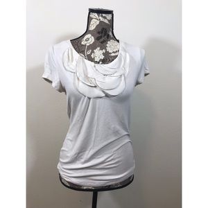 ANN TAYLOR white shirt with ruffles on chest